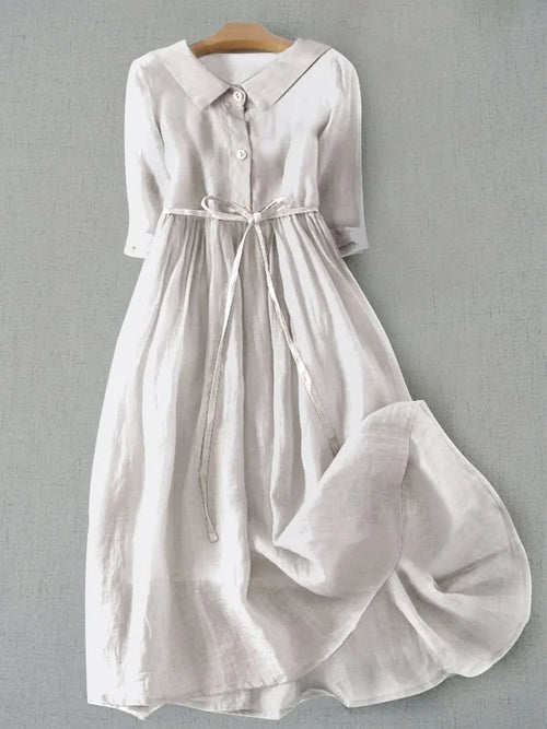 AZULAH | Elegant Short Sleeve Dress with Tie at the Waist